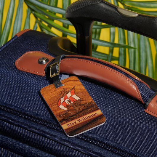 パーソナライズされたシミュレーション木目バイキング長 ラゲッジタグ (正面インサイチュ1)