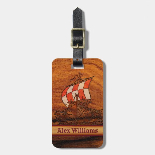パーソナライズされたシミュレーション木目バイキング長 ラゲッジタグ (正面縦)