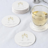 パーソナライズされたシャンパンお祝い ブライダルシャワー ラウンドペーパーコースター