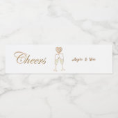 パーソナライズされたシャンパングラスとハート ペットボトルラベル (シングルラベル)