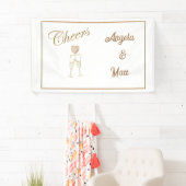 パーソナライズされたシャンパングラスとハート 横断幕 (インサイチュ)