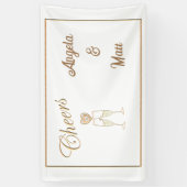 パーソナライズされたシャンパングラスとハート 横断幕 (縦)