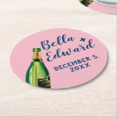 パーソナライズされたシャンパ結婚ーニュのコースター ラウンドペーパーコースター (アングル)