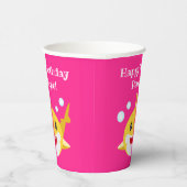 パーソナライズされたシャークピンク海誕生日紙カップ 紙コップ (右)