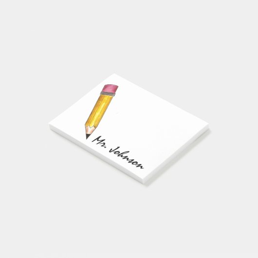 パーソナライズされたシャープイエロー#2鉛筆先生学校 ポストイット (アングル)