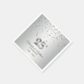 パーソナライズされたシルバー結婚25周年記念 スタンダードカクテルナプキン (角)