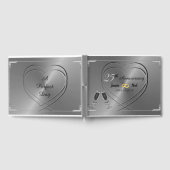 パーソナライズされたシルバー25結婚周年記念 ゲストブック (全面)