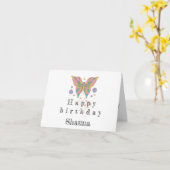 パーソナライズされたシンプルい蝶の誕生日 カード (黄色い花)