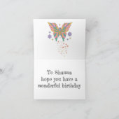 パーソナライズされたシンプルい蝶の誕生日 カード (内部)