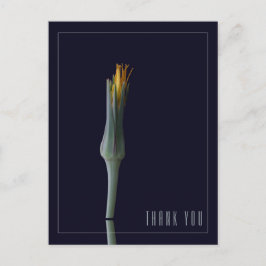 パーソナライズされたシンプルでエレガントな花の黒の感謝メッセージ ポストカード