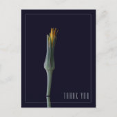 パーソナライズされたシンプルでエレガントな花の黒の感謝メッセージ ポストカード (正面)