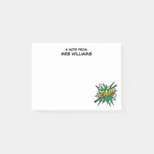 パーソナライズされたシンプルで楽しいコミックブック ZAP ポストイット (正面)