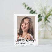 パーソナライズされたシンプルな誕生日スタイリッシュで楽しい写真 ポストカード (スタンド正面)