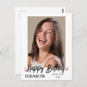 パーソナライズされたシンプルな誕生日スタイリッシュで楽しい写真 ポストカード (正面/裏面)