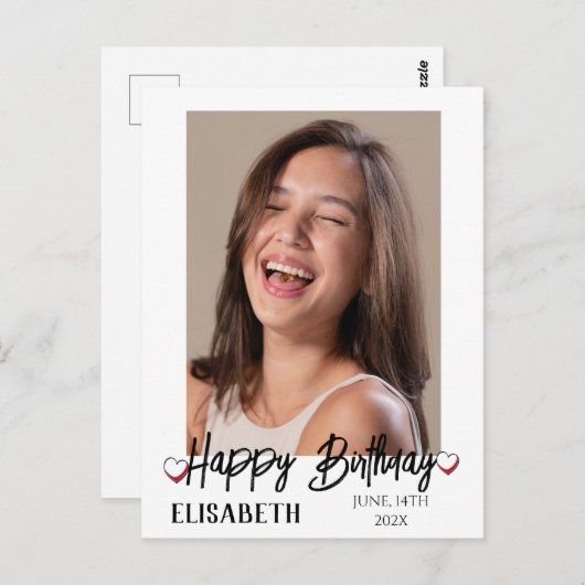パーソナライズされたシンプルな誕生日スタイリッシュで楽しい写真 ポストカード (正面/裏面)