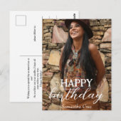 パーソナライズされたシンプルな誕生日スタイルの楽しい写真 ポストカード (正面/裏面)