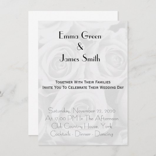 パーソナライズされたシンプルエレガントウェディング招待状 (正面/裏面)