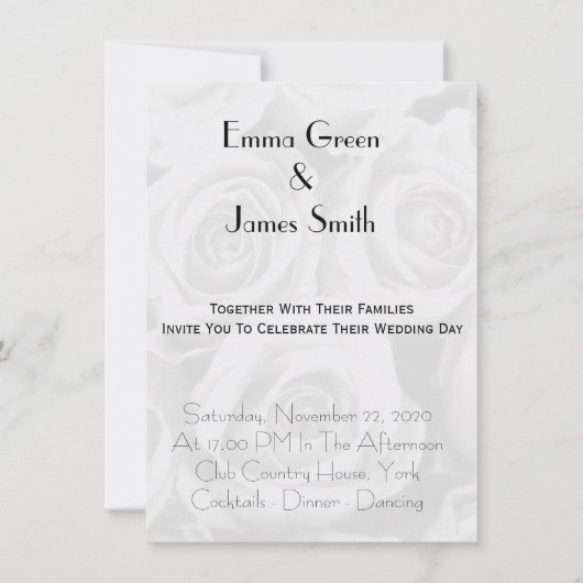 パーソナライズされたシンプルエレガントウェディング招待状 (正面)