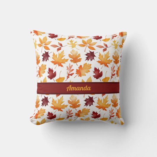 パーソナライズされたシンプルカラフル紅葉 クッション (正面)