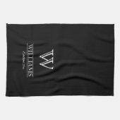 パーソナライズされたシンプルクラシックモノグラムファミリー名 キッチンタオル (横)