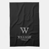 パーソナライズされたシンプルクラシックモノグラムファミリー名 キッチンタオル (縦)