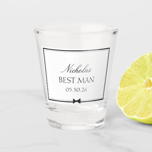 パーソナライズされたシンプルクラシック花婿介添人 ショットグラス (正面)