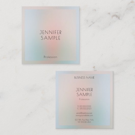 パーソナライズされたシンプルテンプレートエレガントパステルカラー スクエア名刺 (正面/裏面)