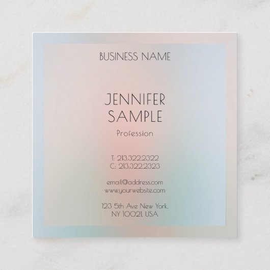 パーソナライズされたシンプルテンプレートエレガントパステルカラー スクエア名刺 (裏面)
