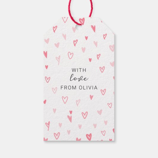 パーソナライズされたシンプルハートパターン（の模様が）あるバレンタイン ギフトタグ (裏面)