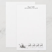 パーソナライズされたシンプルホワイトクリスマスサンタズスそり 便箋 (正面/裏面)