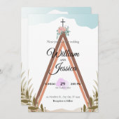 パーソナライズされたシンプルボホ結婚式招待状 招待状 (正面/裏面)