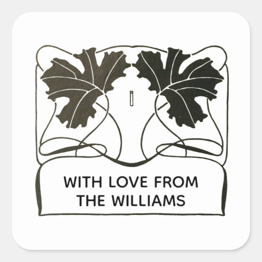 パーソナライズされたシンプルミニマルフローラボウ スクエアシール (正面)