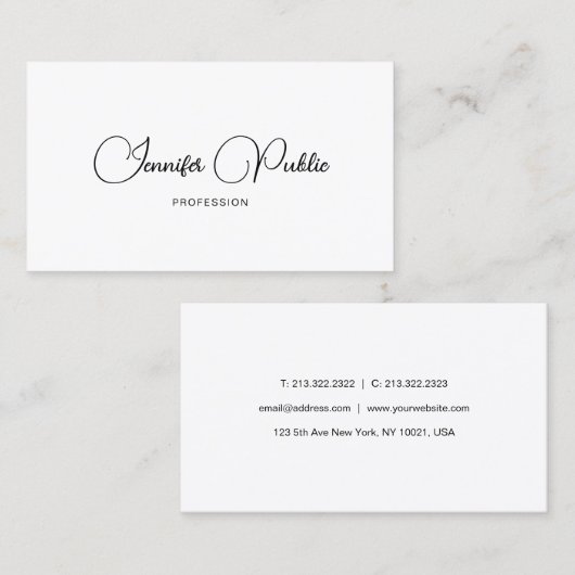 パーソナライズされたシンプルモダンテンプレートタイポグラフィ 名刺 (正面/裏面)