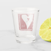 パーソナライズされたシンプルモダンラブバード赤いハート ショットグラス (裏面)
