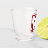 パーソナライズされたシンプルモダンラブバード赤いハート ショットグラス (左)