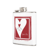 パーソナライズされたシンプルモダンラブバード赤いハート フラスク (左)