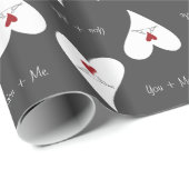 パーソナライズされたシンプルモダンラブバード赤いハート ラッピングペーパー (ロールコーナー)