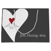 パーソナライズされたシンプルモダンラブバード赤いハート ラージペーパーバッグ (正面)