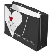 パーソナライズされたシンプルモダンラブバード赤いハート ラージペーパーバッグ (正面アングル)