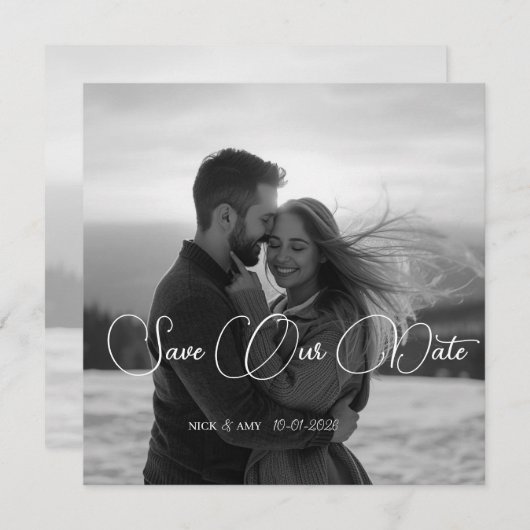 パーソナライズされたシンプルモダン冬ウエディングカード 招待状 (正面/裏面)