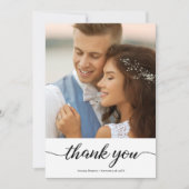 パーソナライズされたシンプルモダン結婚の2枚の写真 サンキューカード (正面)