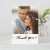 パーソナライズされたシンプルモダン結婚の2枚の写真 サンキューカード (スタンド正面)