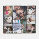 パーソナライズされたシンプルモダン8 Photo Collage Black フリースブランケット (正面(横))