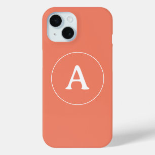 パーソナライズされたシンプルモノグラムオレンジ iPhone 15ケース