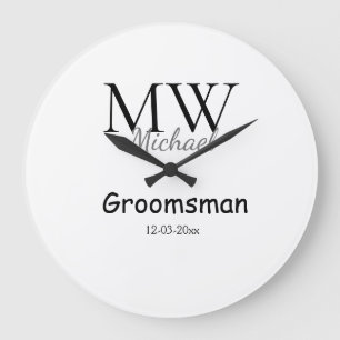 パーソナライズされたシンプルモノグラム名miniman ラージ壁時計