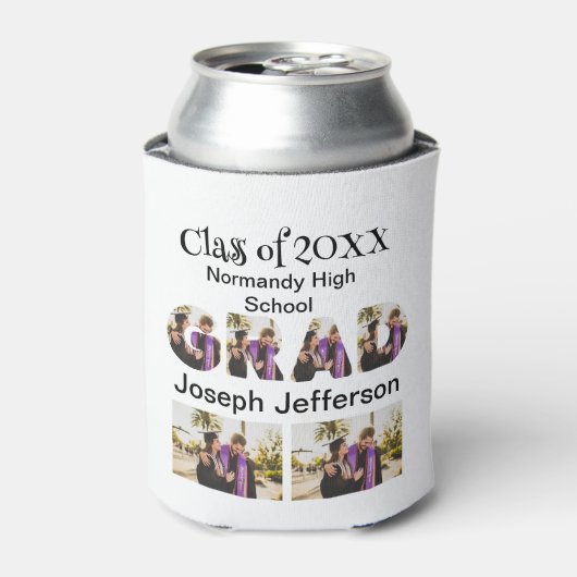 パーソナライズされたシンプル卒業式6 Photo Collage 缶クーラー (缶正面)
