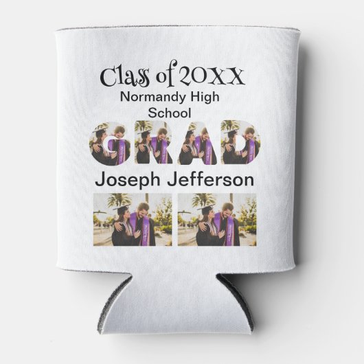 パーソナライズされたシンプル卒業式6 Photo Collage 缶クーラー (正面)