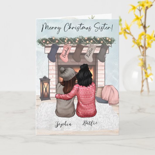 パーソナライズされたシンプル友へのクリスマス最高のカード カード (黄色い花)