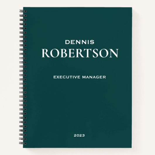 パーソナライズされたシンプル業ティール(緑がかった色) ノートブック (正面)