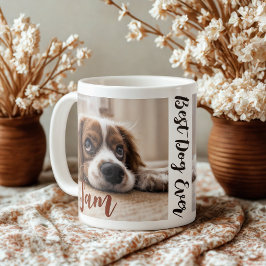 パーソナライズされたシンプル犬の写真と名前keepsake コーヒーマグカップ